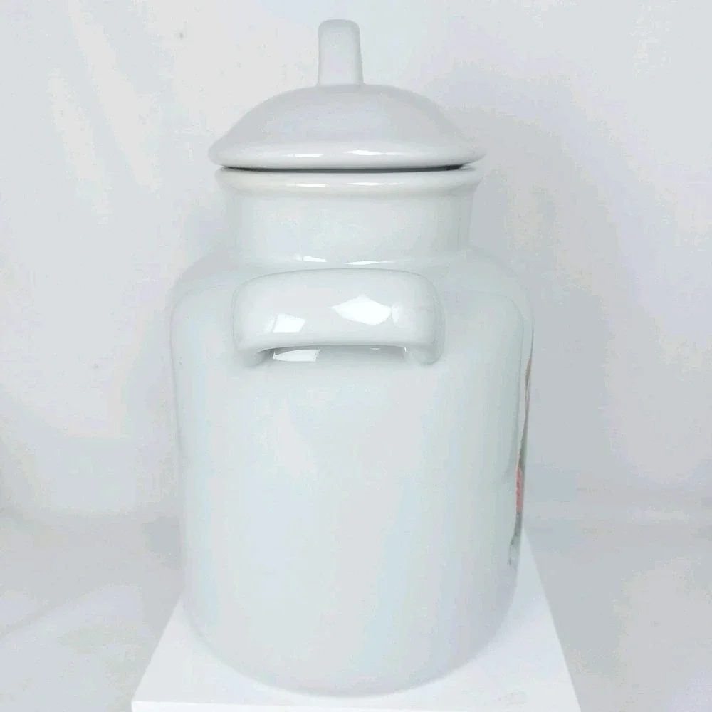 Vtg Hallmark Christmas Teddy Bear Holly Canister Jar Lid‎ Handles 9
